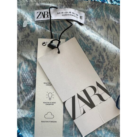 New ~ ZARA  ~ Ruffle Animal Print Blouse Size Xs - Picture 8 of 11